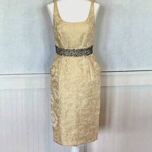 Carmen Marc Valvo Cream and Gold  Midi Sz 2